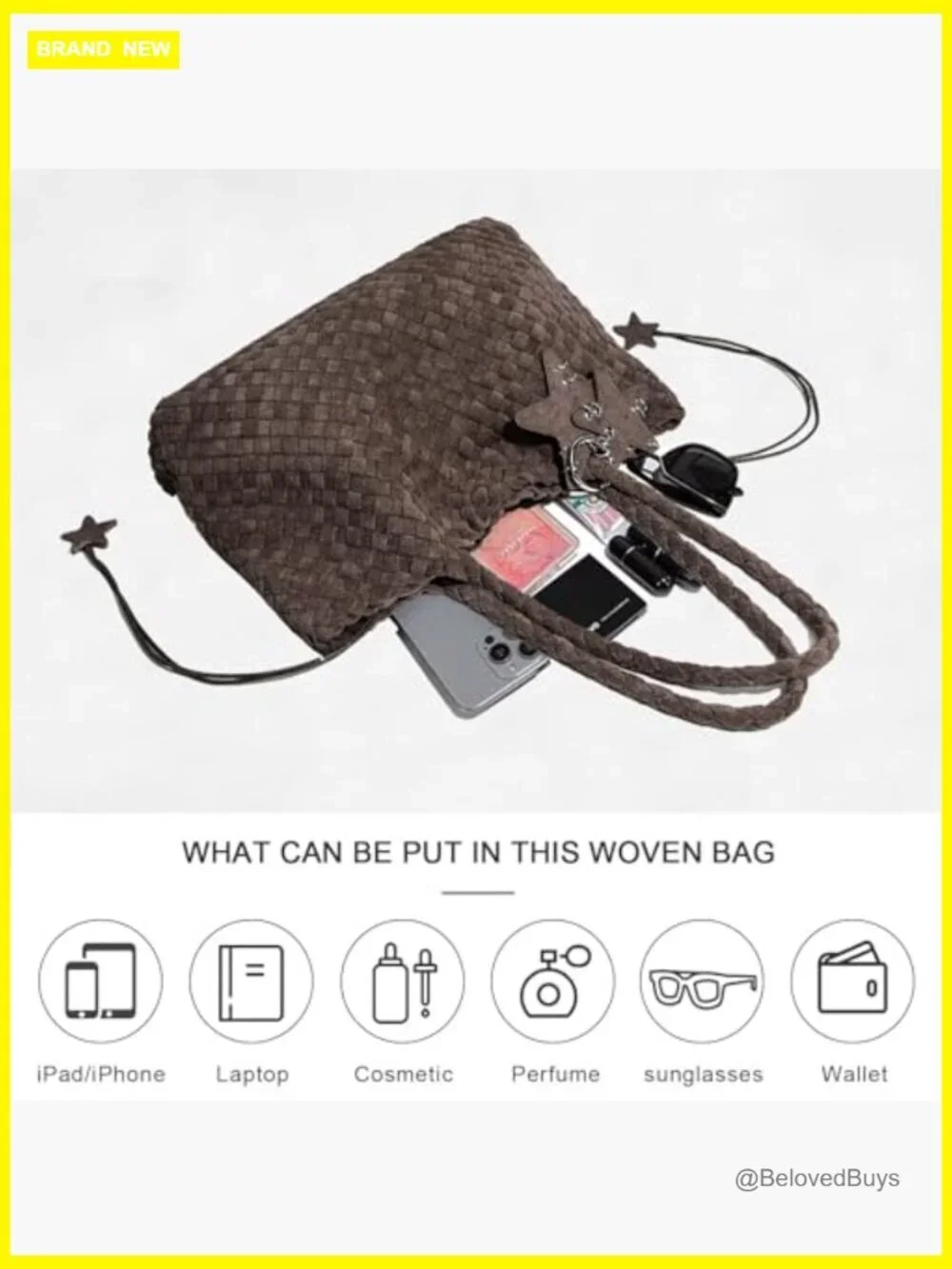 Woven Hobo Bag, Faux Leather Tote for Women, Large Capacity Shoulder Bag with